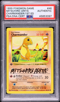 Pokemon 1999 Base Set 1st Edition Shadowless Charmander #46 Arita Auto PSA Authentic Trading Card