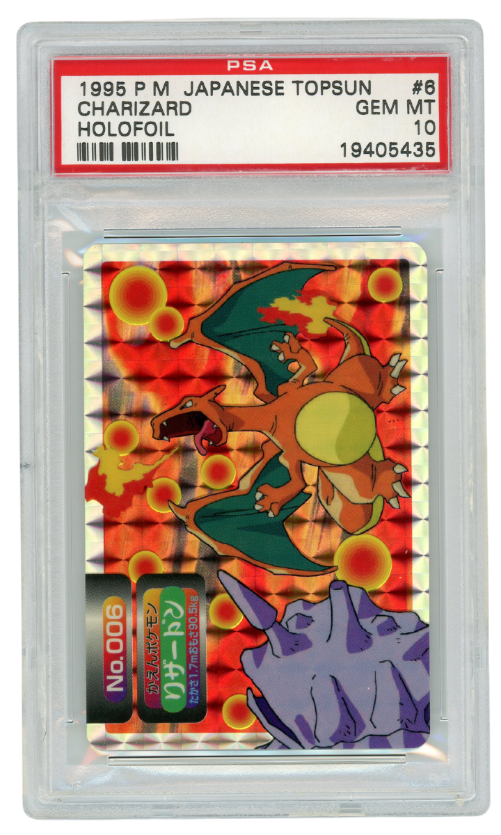 Pokemon 1995 Japanese Topsun Charizard #6 Holo Green Back PSA 10 Trading Card